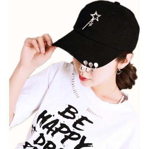 Seioum summer unisex solid Ring Safety Pin curved hats baseball cap men women snapback caps casquette gorras