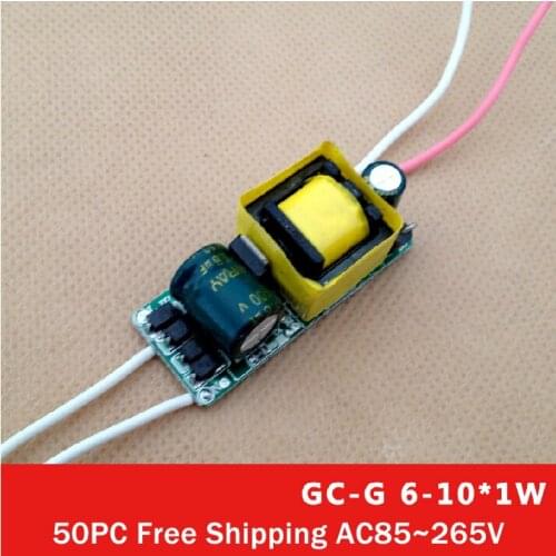 50pcs led bulbs light drive led power supply 6-10*1W 6w 7w 8w 9w 10w LED drive power supply