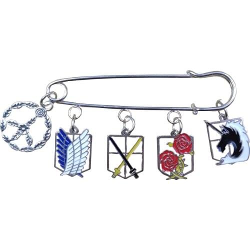 Cute Hot Anime Attack On Titan Four Legion Logos Brooch Pins Overcoat Sweater Badge Classic Casual Birthday Party Gift