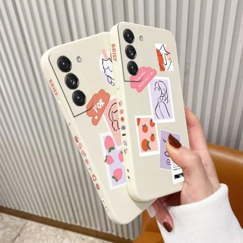 Line Memo Girl Phone Case For Samsung Galaxy S21 S20 FE S10 Note 20 10 Ultra Plus A72 A52 A42 A32 A71 A51 A41 A31 A21S Cover
