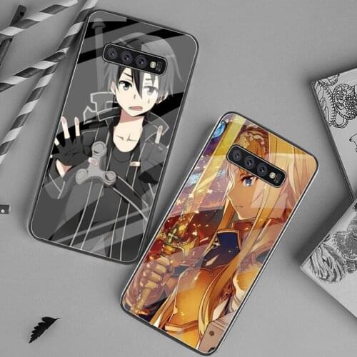TOPCASHOP Sword Art Online SAO anime Phone Case Tempered Glass For Samsung S20 Plus S7 S8 S9 S10 Plus Note 8 9 10 Plus