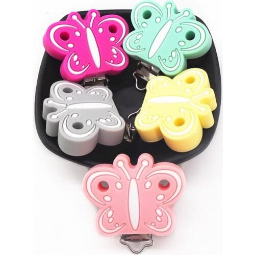 Chenkai 50pcs Silicone Butterfly Clips DIY Baby Pacifier Dummy Teether Soother Nursing Jewelry Teething Accessory Holder Clips
