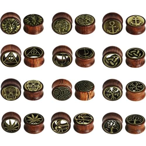 1 Pair New Wood Ear Plugs Gauges Earrings Women Men Flesh Tunnel Expander Piericing Stretcher Body Piercing Jewelry