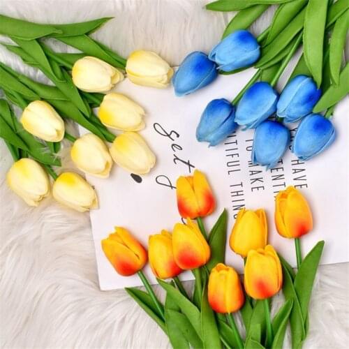 1-6PCS Tulip Artificial Flower Real Touch Artificial Bouquet Fake Flower for Wedding Decoration Flowers Home Garen Decor