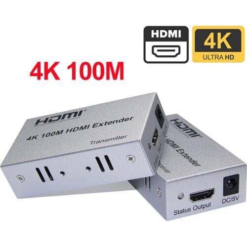 HD 4K 100M HDMI Extender Repeater Extension Cord Converter Over CAT 5e 6 6a Cat5e Cat6 UTP RJ45 LAN Network Card Ethernet Cable