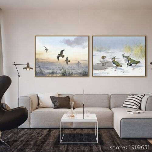 Classical watercolor migratory snow birds landscape canvas printings oil painting printed on cotton wall art decoration picture