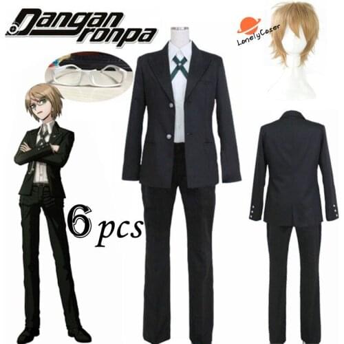 Anime Danganronpa Togami Byakuya Cosplay Costume Glasses Wig Coat+Shirt+Pants+Tie Halloween Christmas Party Suit Uniform