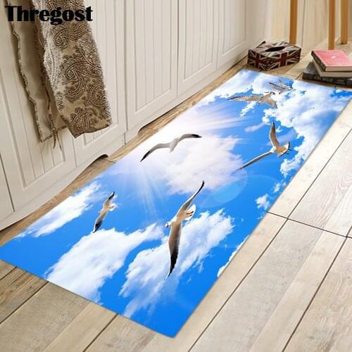 Thregost Scenic Printed Mat Washing Machine Toilet Bath Mats Shower Carpet 3D Toilet Rug Non Slip Bathtub Rugs Indoor Doormat