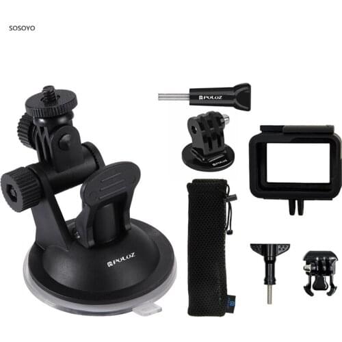 7 in 1 Car Windshield Suction Cup Mount Sucker Adapter Storage bag Protective Border Frame Set For Gopro Hero 5 6 Accessories