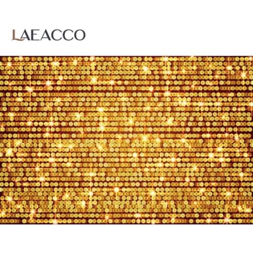 Laeacco Golden Dots Stage Backdrop For Photography Glitter Gold Stars Birthday Party Wedding Decor Photo Backgorund Photocall