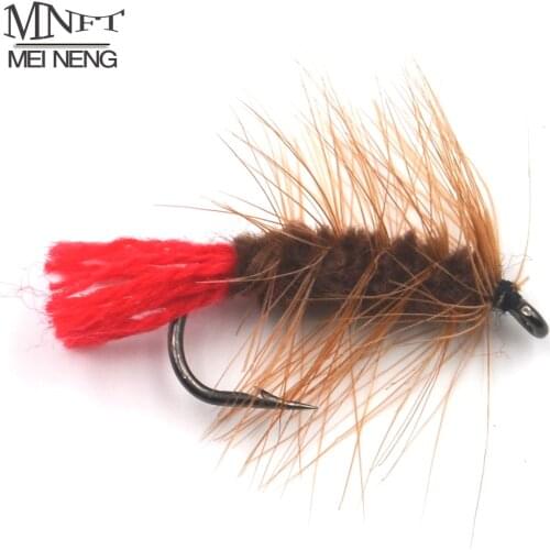 MNFT 10PCS 6# Brown Nymph Bugger Wooly Worm Fly Trout Fly Fishing Baits Red Tail Fishing Flies