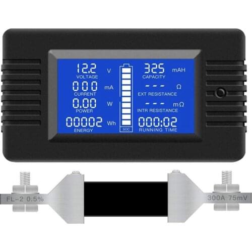 Multifunction Battery Monitor Meter,0-200V,0-300A (Widely Applied To 12V/24V/48V RV/Car Battery) LCD Display Digital Current Vol