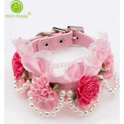 Fashion Goods for Pets,Dog Collars for Puppy Flower Pearls Jewelry Necklace Lace Collars for Dogs Accessories Lovely Cat Collar