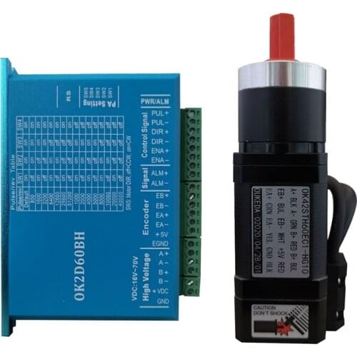 Geared NEMA17 closed loop stepper motor with integrated planetary gearbox and matching motor driver
