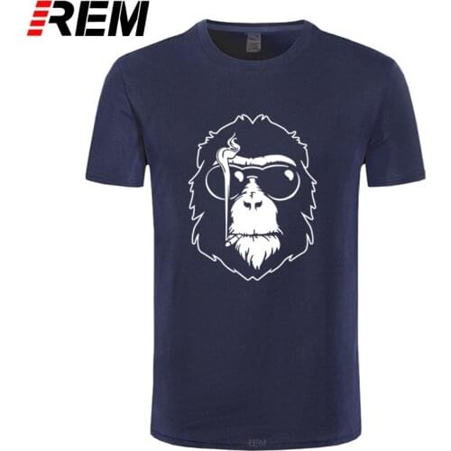 REM Short Sleeve Monkey Printed Men Tshirt Cool MenS Tee Shirts Tops Men T-Shirt 100% Cotton Casual Mens T Shirts