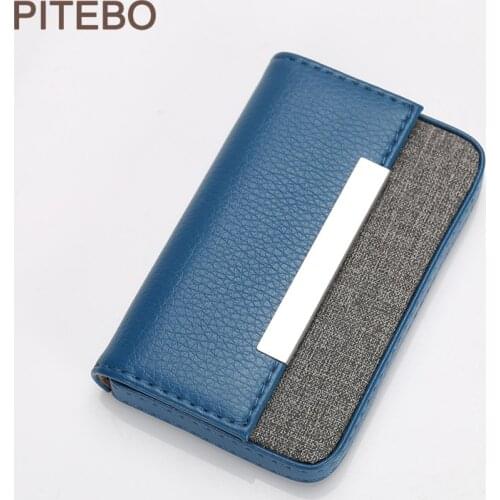 PITEBO Business Leather Mens business card case large capacity womens Business Card case portable custom business card bag