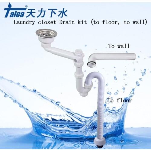 Talea Laundry closet Drain Kit Drain Set with Drain Pipes can into the Wall Or into the floor Stainless Steel deodorizing sink