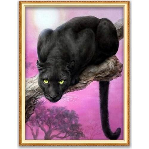 Animal Black Panther DIY Embroidery Cross Stitch 11CT Kits Craft Needlework Set Printed Canvas Cotton Thread Decoration For Room