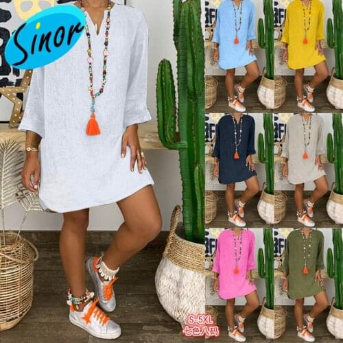 [Bottom Price]Dress 2020 Autumn and Winter Womens Dress New Indian Style Loose Long-Sleeved Cotton Skirt