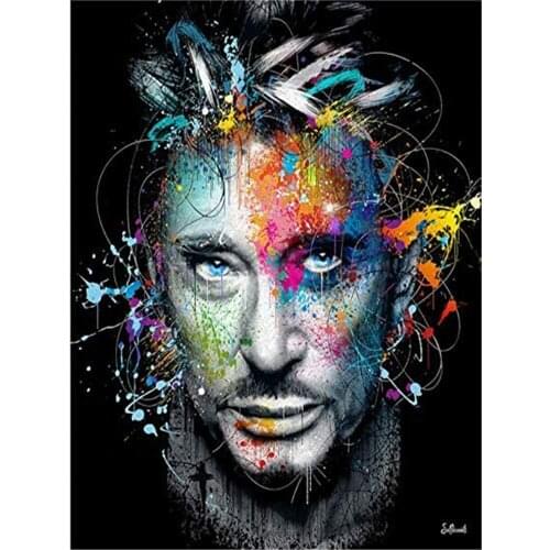 Johnny Hallyday Novelty DIY 11CT Embroidery Cross Stitch Kits Needlework Craft Set Printed Canvas Cotton Thread Wholesale