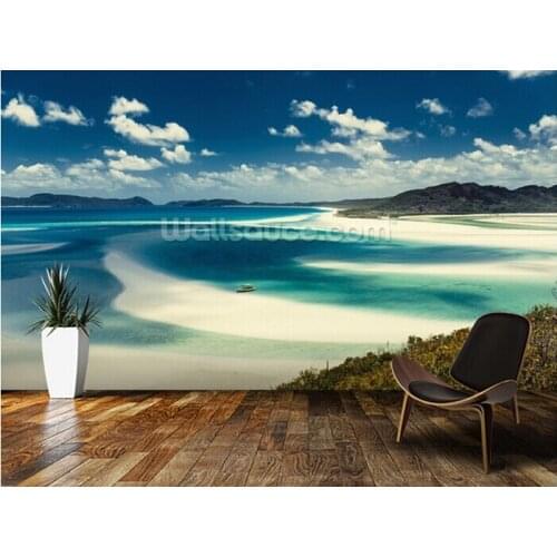 Custom photo landscape wallpaper,Whitehaven Beach, Australia for living room bedroom kitchen background wall PVC wallpaper