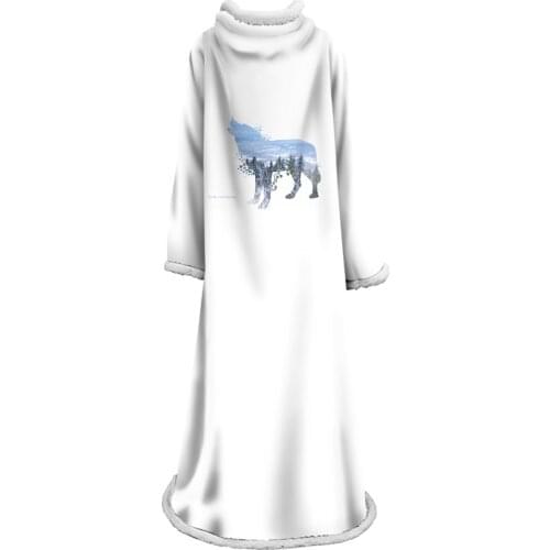 Wolf Sleeve Blanket Soft Warm Blanket Baby Double Velvet Plush Throw Blanket Animal World Winter Weighted Blanket With Sleeve