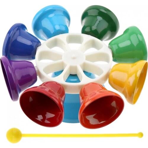 Colorful Edge rounder design 8 Note Percussion Bell Hand Bell Musical Toy Children Baby Early Education Musical Instrument