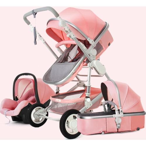 High Landscape Baby Stroller 3 in 1 With Car Seat Luxury Travel Pram Carriage Basket Baby Car Seat and Stroller Carrito Bebe