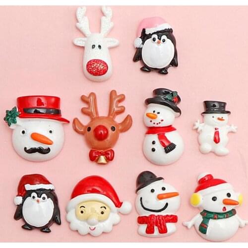 Christmas Snowman Santa Claus Resin Decoration Craft Flatback Cabochon Embellishments For Scrapbooking Diy Accessories