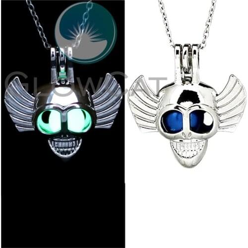 Luminous Skull Pendant Necklace Silver Color Chain Glow in the Dark Choker Statement Necklace For Women GG832