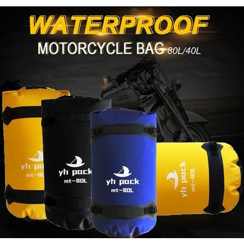 40/80L Motorbike Luggage Backpack Motorcycle Seat Bags Motorcycle Waterproof Tail Bag Travel Outdoor Dry Luggage Roll Pack Bag