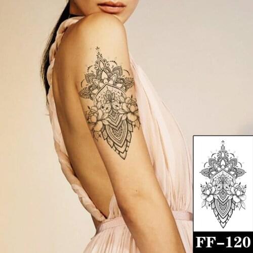 Waterproof Temporary Tattoo Sticker Brahma Flower Totem Flash Tattoos Rose Peony Body Art Arm Water Transfer Fake Tatoo Women