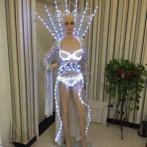 Female robot / female light clothing/ LED Costumes/LED Clothing/Female LED Robot suits