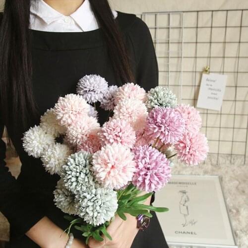 1/3/5PcsBunch Artificial Flower Bouquet Silk Dandelion Flower Ball Fake Flowers DIY Home Widding Decoration Valentines Day Gifts
