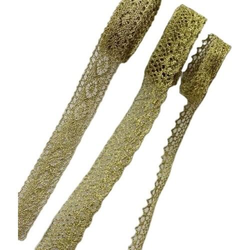 1M High Quality Latest Gold Lace Fabric Applique Lace Ribbon Trim Fabric Laces Sewing Trimmings For Clothing dentelle L-19