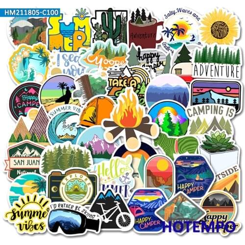 100pcs Outside Travel Wild Expedition Adventure Camping Outdoor Mix Decal Stickers for DIY Phone Laptop Luggage Bike Car Sticker