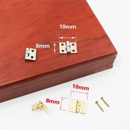 30pcs Small Cabinet Door Hinges 8mm*10mm Furniture Accessories Brass Plated Mini Hinge Small Decorative Jewelry Wooden Box