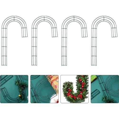 4Pcs Cane Iron Wreath Frame DIY Wreath Accessory Christmas Wreath Accessory Christmas J-Shaped Garland Decoration