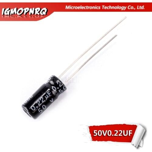 50PCS 50V0.22UF 5*11mm 0.22UF 50V 5x11mm Aluminum Electrolytic Capacitors DIP