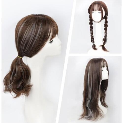60Cm Color Fake Hair Single Piece Wig Clip Long Hair Highlights Gradual Invisible Extensions, Hair Bunches, Ear Hangings, Hair D