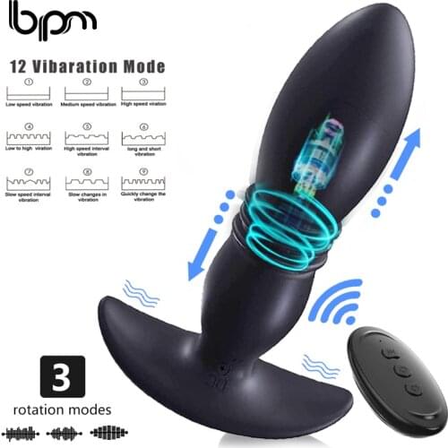 Bpm 3 Mode/12 Kind Stretch Vibrator Prostate Massager Fidget Toys Anal Plug Remote Control Sex Toys For Women Toy For Adults
