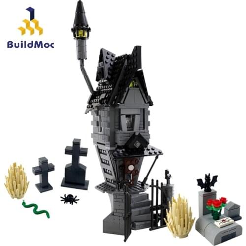 BuildMoc Creator Expert Haunted House Architecture MOC The Nightmare Before Christmas Building Block Bricks Creator House Toys