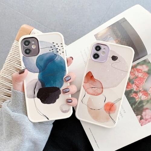 For iPhone 12 Pro Art Watercolor Phone Case For iPhone 12 11 Pro Max XR XS Max 7 8 Plus SE 2020 Retro Soft Shockproof Back Cover