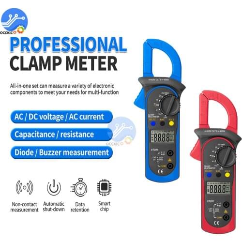 ST201 Digital Professional Multimeter Clamp Ammeter Transistor Capacitor Tester Power Test Automotive Voltage Tester