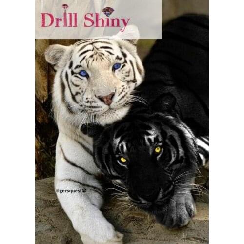 CNA DIY 5D Diamond Painting Full Rubik Rhinestone Diamond Animal Black and White Tiger Painting 3D Cross Stitch Kits Home Decor