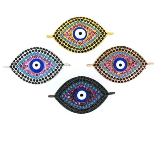 CZ Crystal Big Eye Spacer Beads Top Quality Connectors Fit Men women Bracelet Necklace Pendant Jewelry Making 10pcs/lot