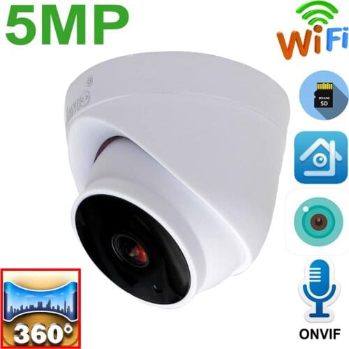 JIENUO 5MP 360 Panoramic Camera Wireless IP Cctv Security Surveillance Onvif ICSee Infrared Night Cam Wifi Audio HD Home Camera