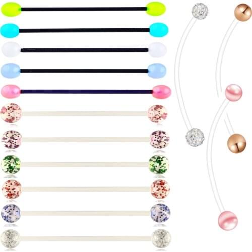 JUNLOPWY Pregnancy Flexible Bioplast Belly Navel Button Rings 14G 1 1/2Inch Industrial Barbell Sexy Body Piercing Jewelry 140pcs