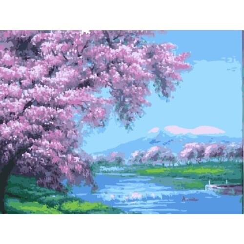 UnUnframed picture on wall acrylic painting by numbers canvas painting art Christmas gift Cherry blossoms coloring by numbers
