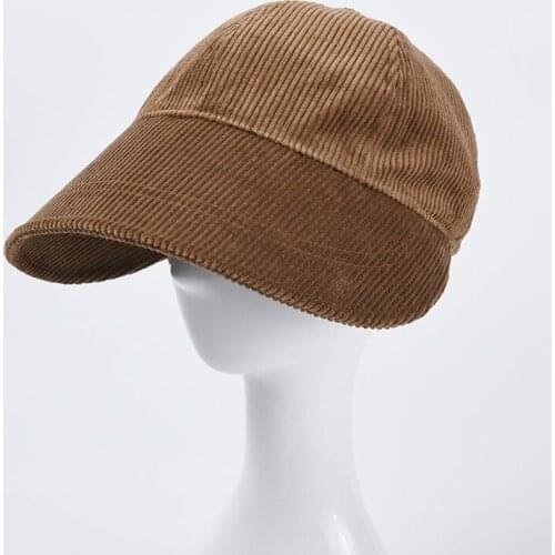 Autumn and Winter New Big Brim Peaked Cap Female Sun Protection Face Small Sun Hat Japanese Wide Brim Corduroy Sun Hat Tide